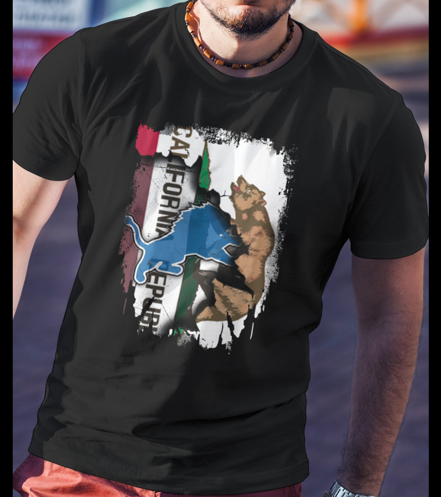 California Republic With Blue Lion And Bear T-Shirt