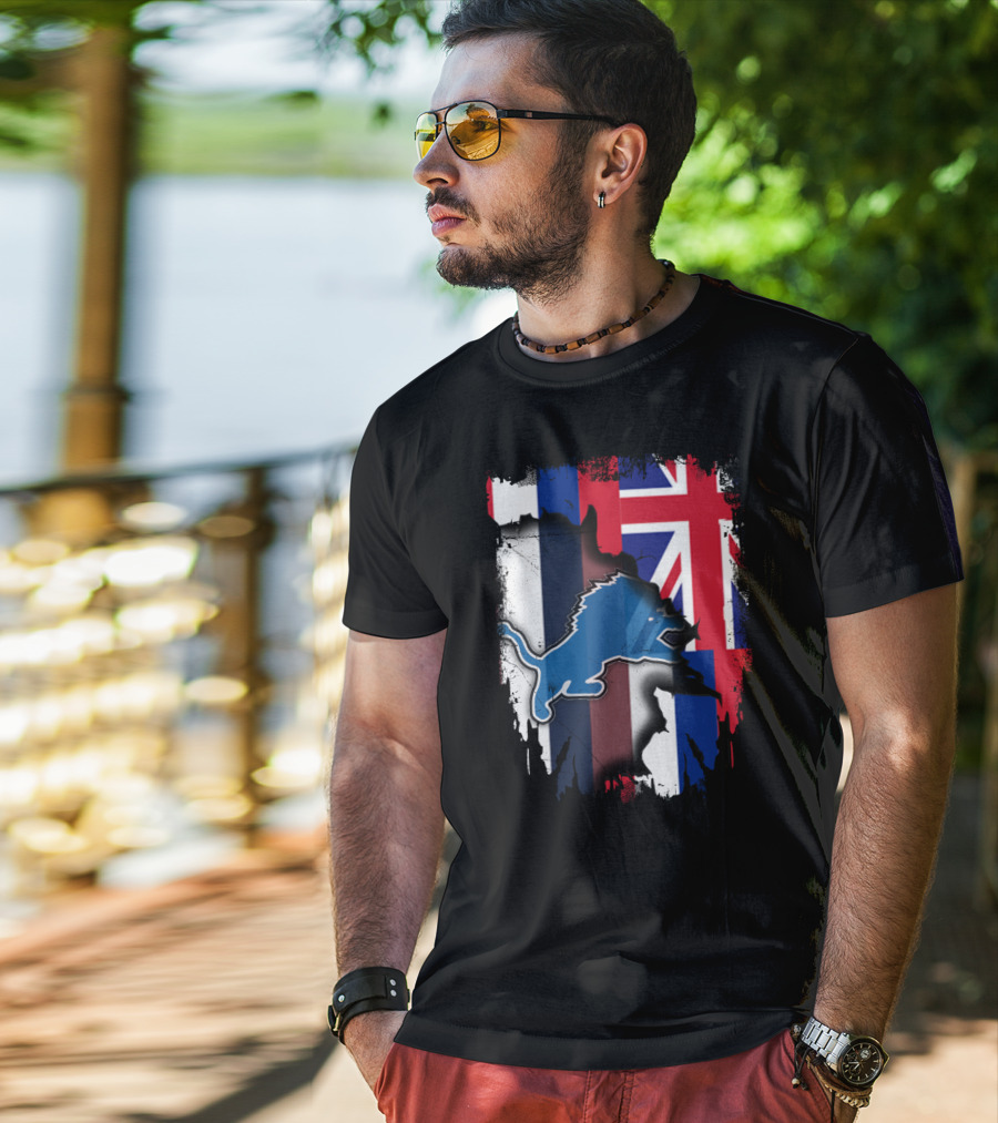 Hawaii Union Jack Detroit Lions Collaboration T-Shirt