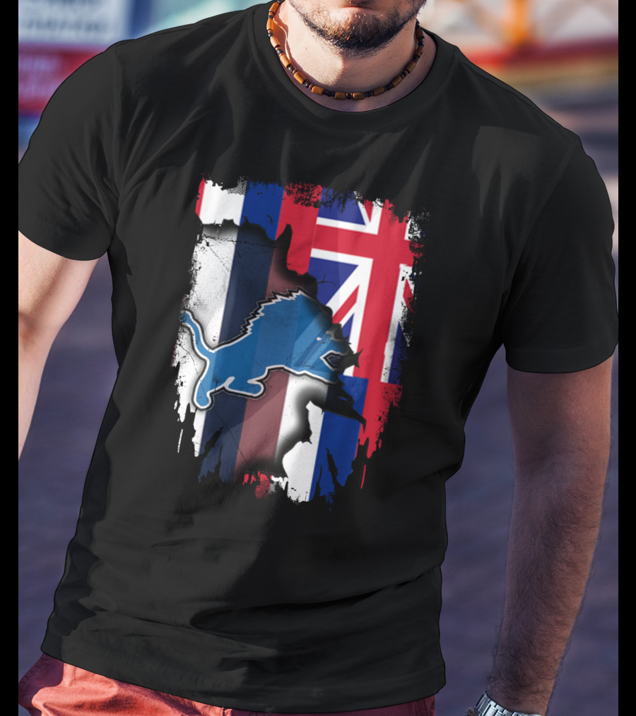 Hawaii Union Jack Detroit Lions Collaboration T-Shirt