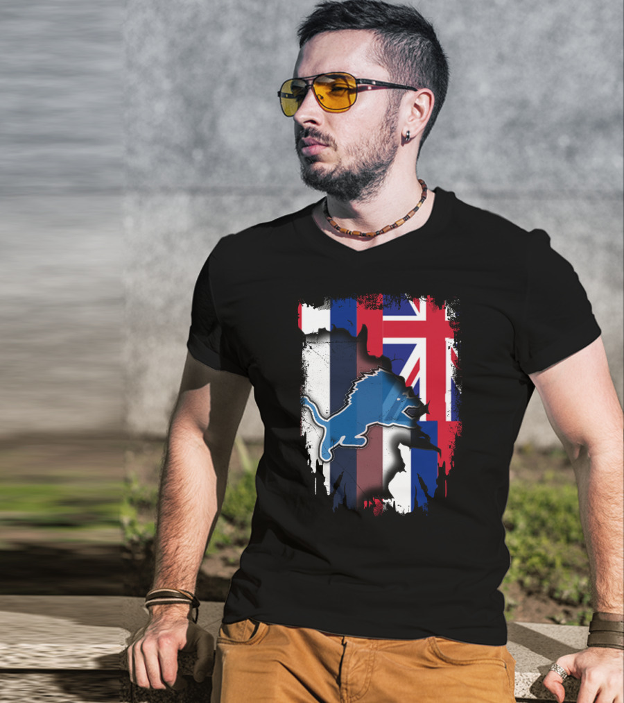 Hawaii Union Jack Detroit Lions Collaboration T-Shirt