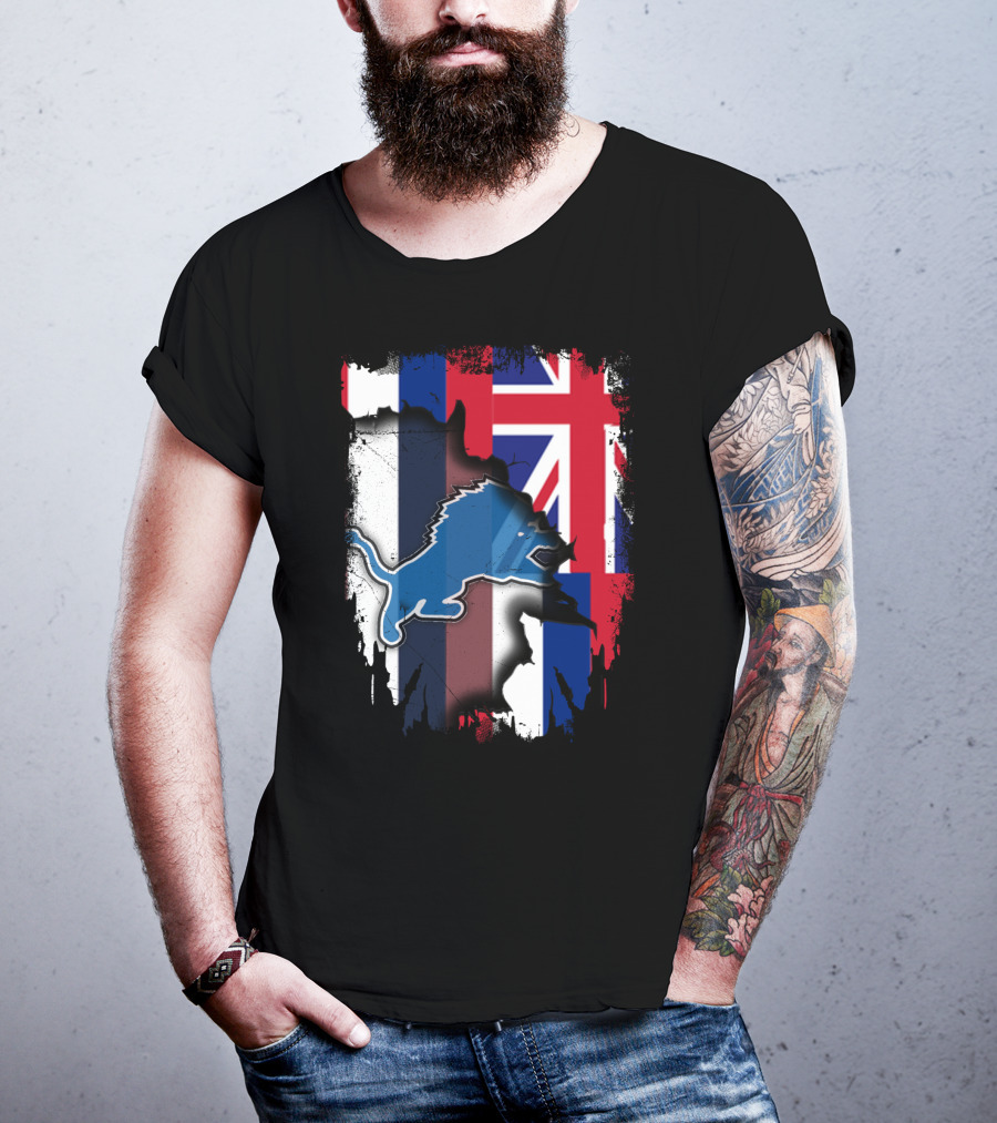 Hawaii Union Jack Detroit Lions Collaboration T-Shirt