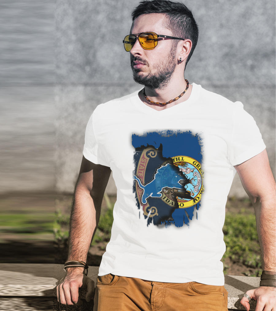 Idaho State Seal With Detroit Lions Collaboration T-Shirt