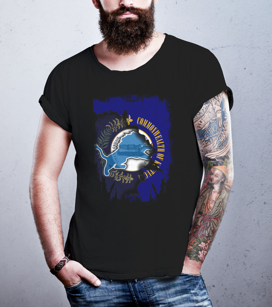 Commonwealth Of Kentucky United With Detroit Lions T-Shirt