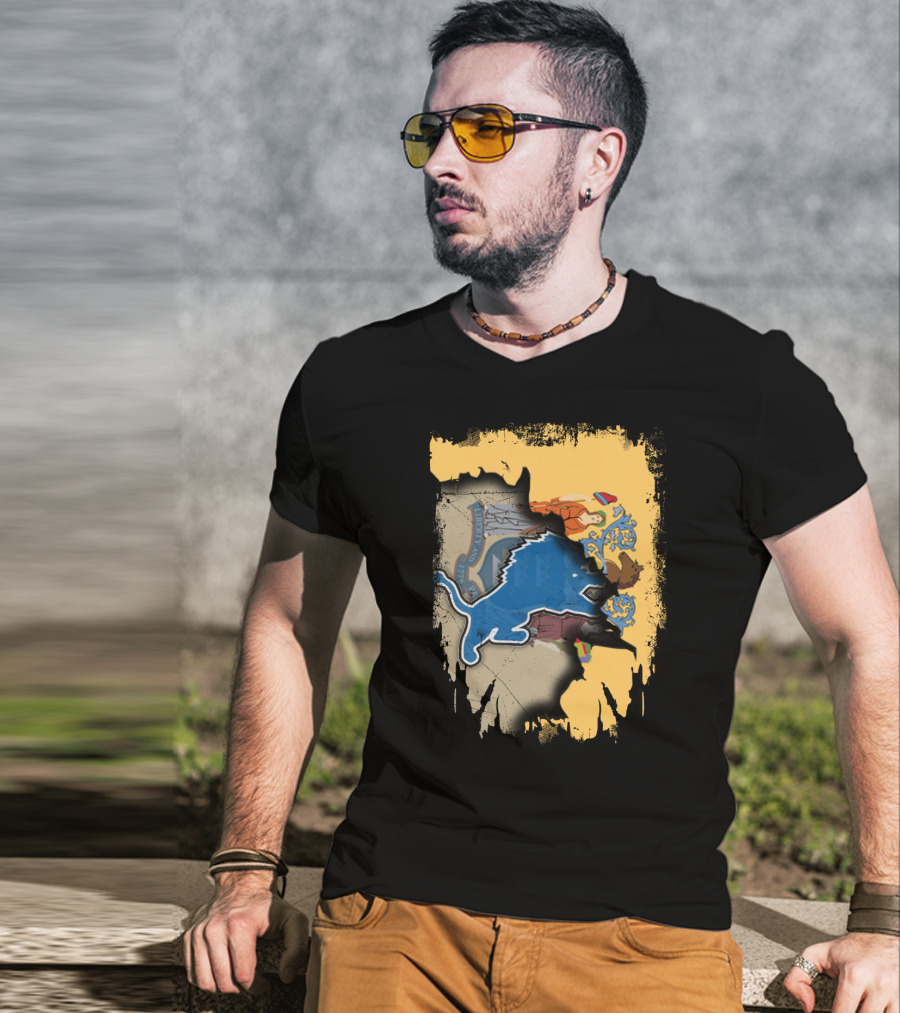 Together New Jersey With Detroit Lions Crest Integration T-Shirt