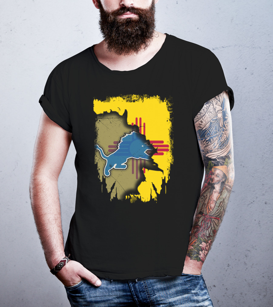 Together New Mexico Zia Symbol With Detroit Lions T-Shirt