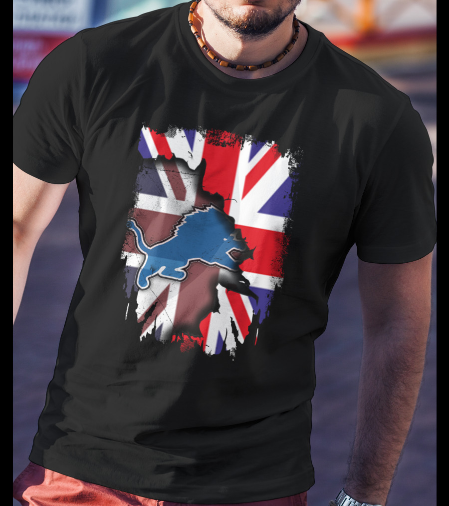 United Kingdom Flag With Blue Lion Emblem T-Shirt