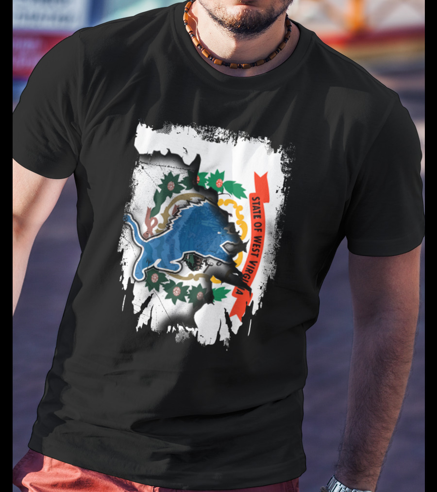 State Of West Virginia With Lions Symbol Together T-Shirt