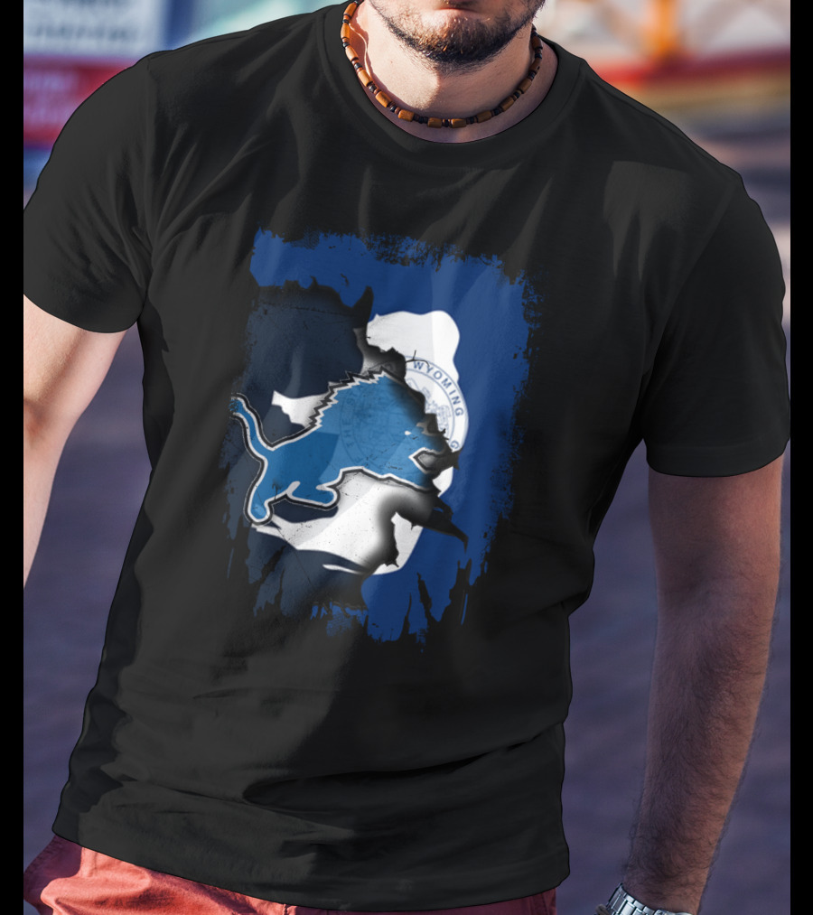 Wyoming Pride With Blue Lion Emblem T-Shirt