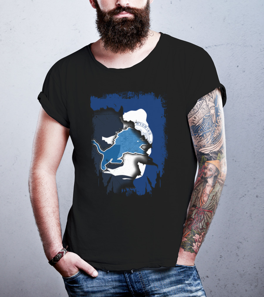Wyoming Pride With Blue Lion Emblem T-Shirt