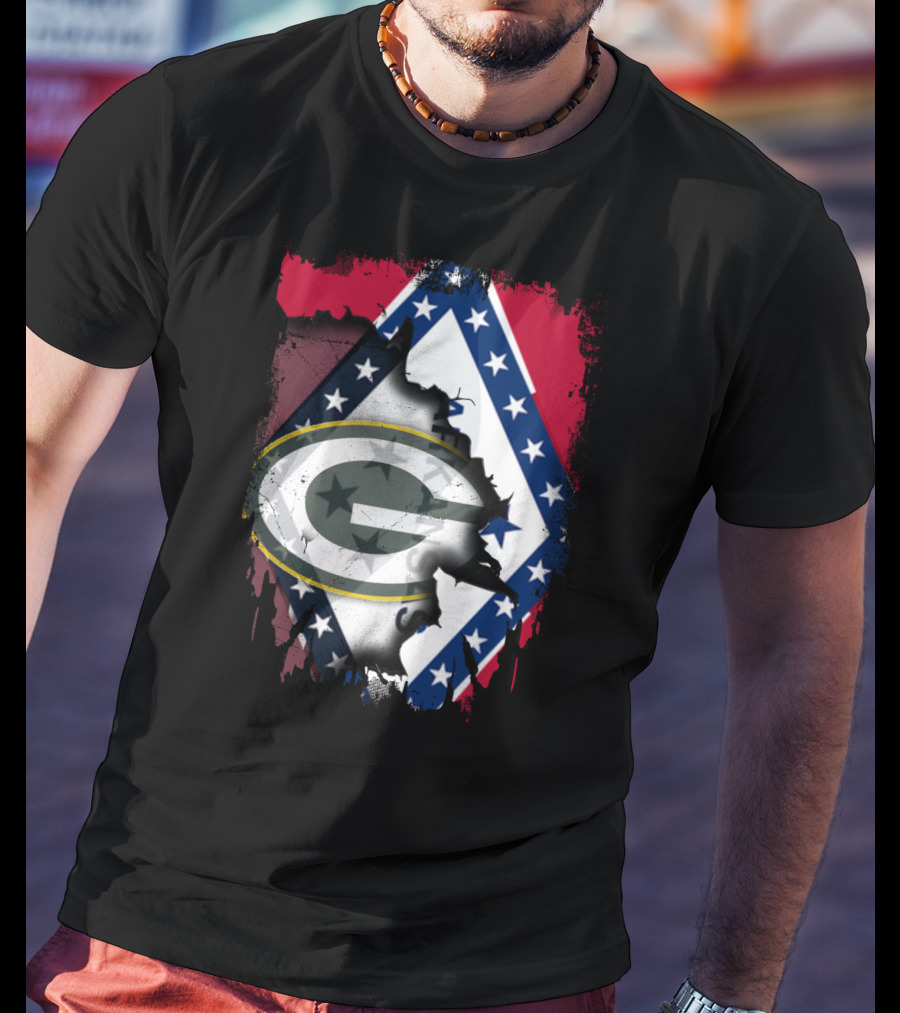 Together Arkansas Green Bay Packers Flag Fusion T-Shirt