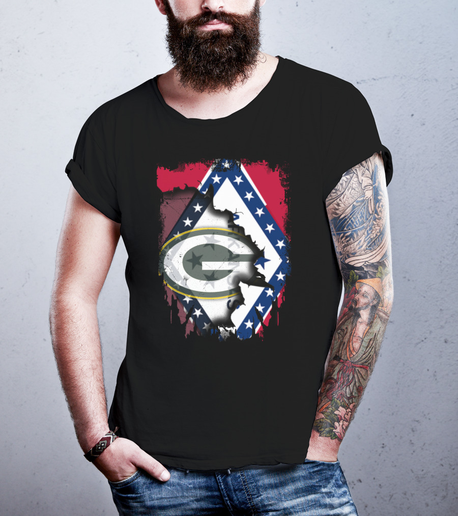 Together Arkansas Green Bay Packers Flag Fusion T-Shirt