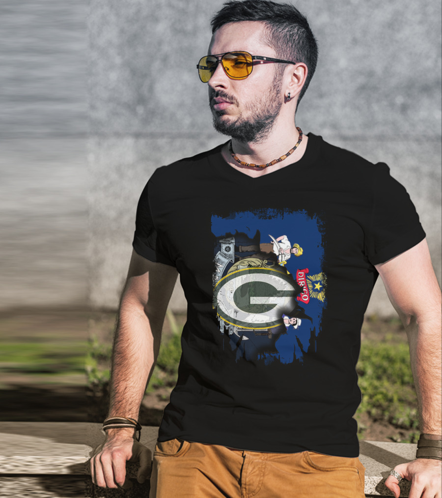 Maine State Flag With Green Bay Packers G T-Shirt