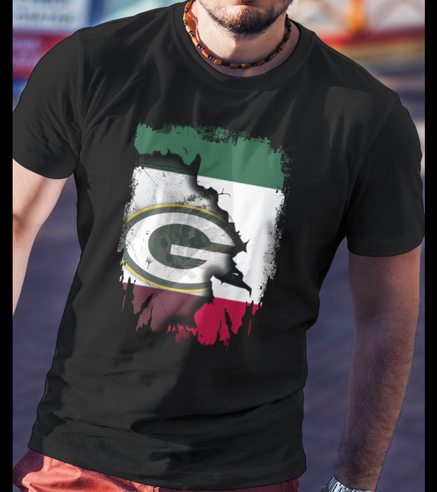 Mexico Flag With Green Bay Packers T-Shirt