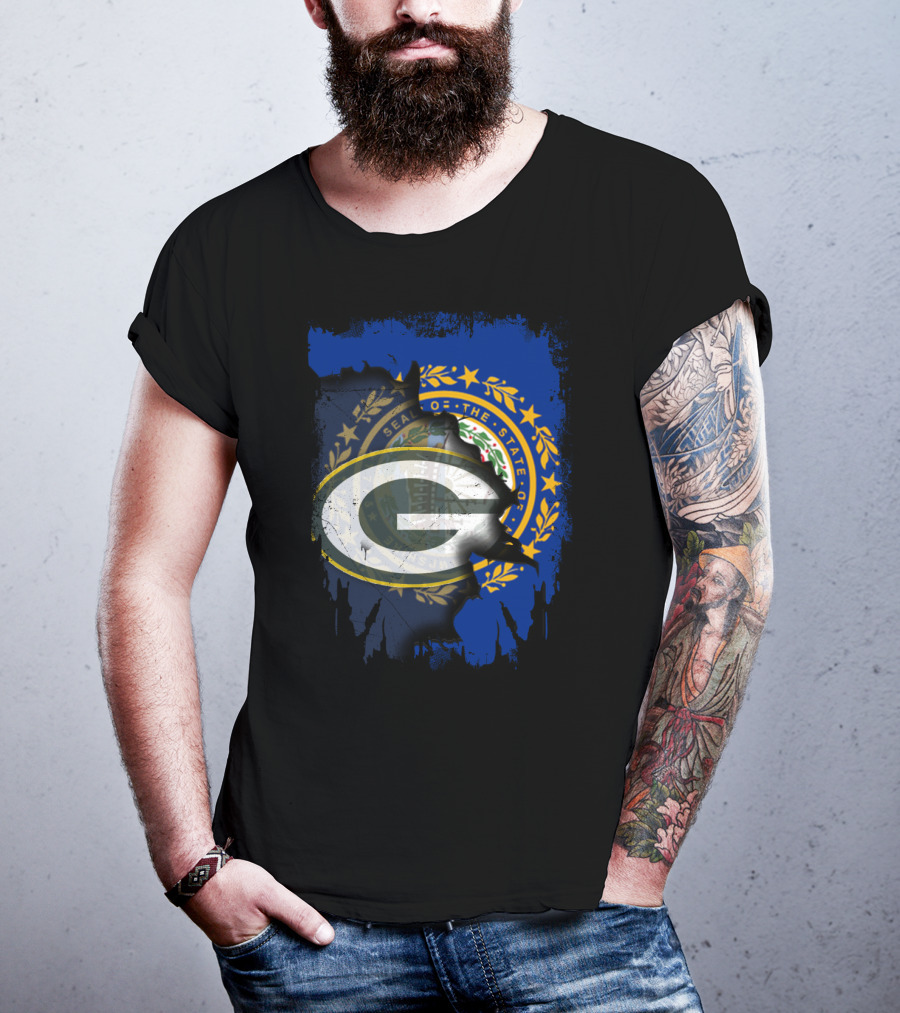 Together New Hampshire With Green Bay Packers State Seal Fusion T-Shirt