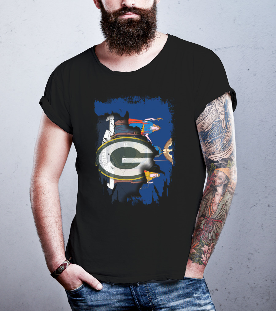 New York State Symbol With Green Bay Packers Logo Fusion T-Shirt