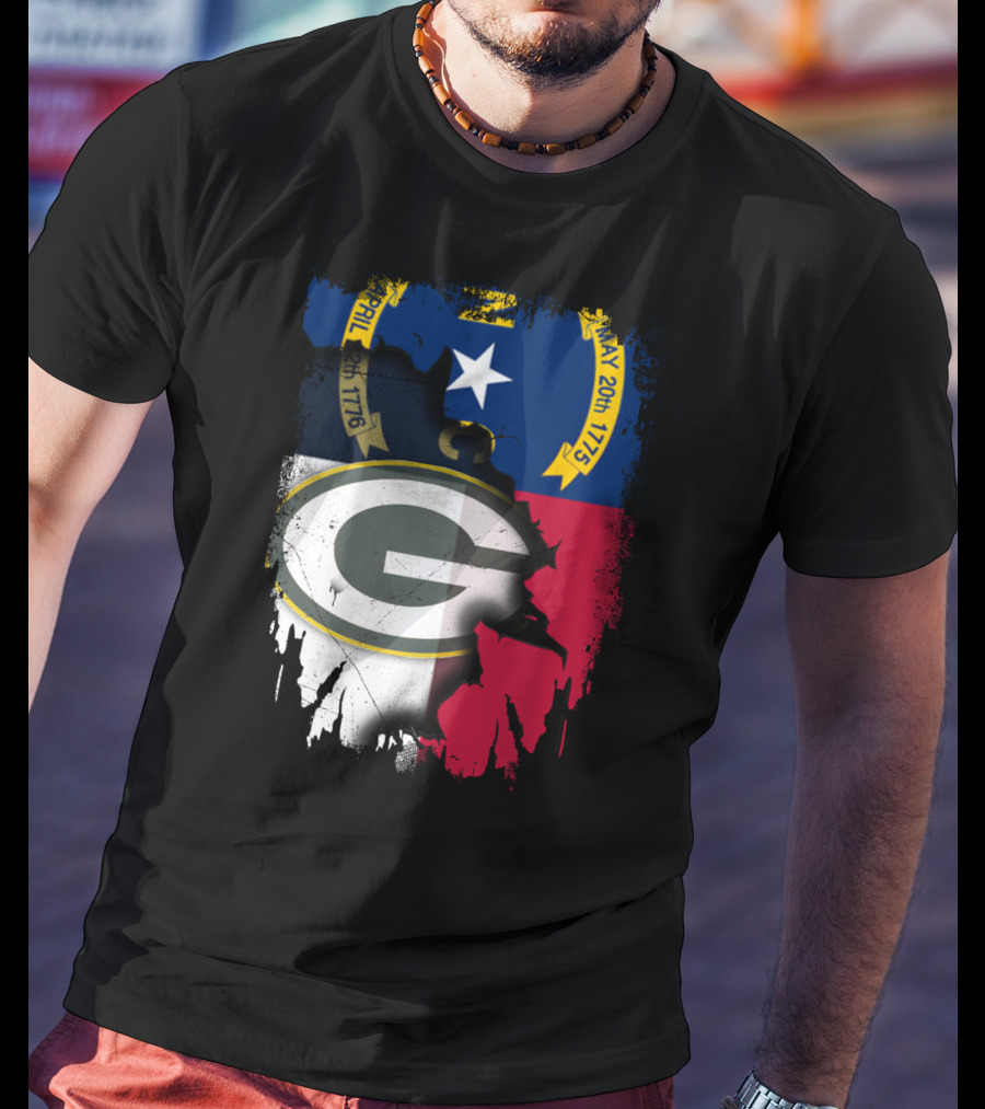 Together North Carolina Flag Green Bay Packers Collaboration T-Shirt