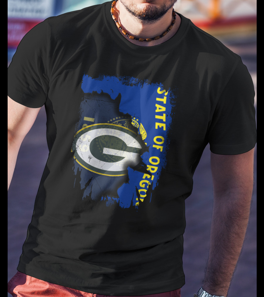 State Of Oregon Torn With Packers T-Shirt