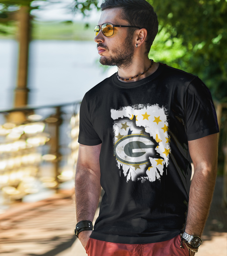 Together Rhode Island With Packers Stars Logo Fusion T-Shirt