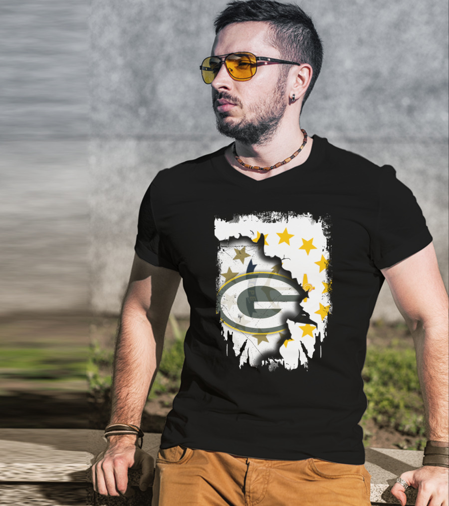 Together Rhode Island With Packers Stars Logo Fusion T-Shirt