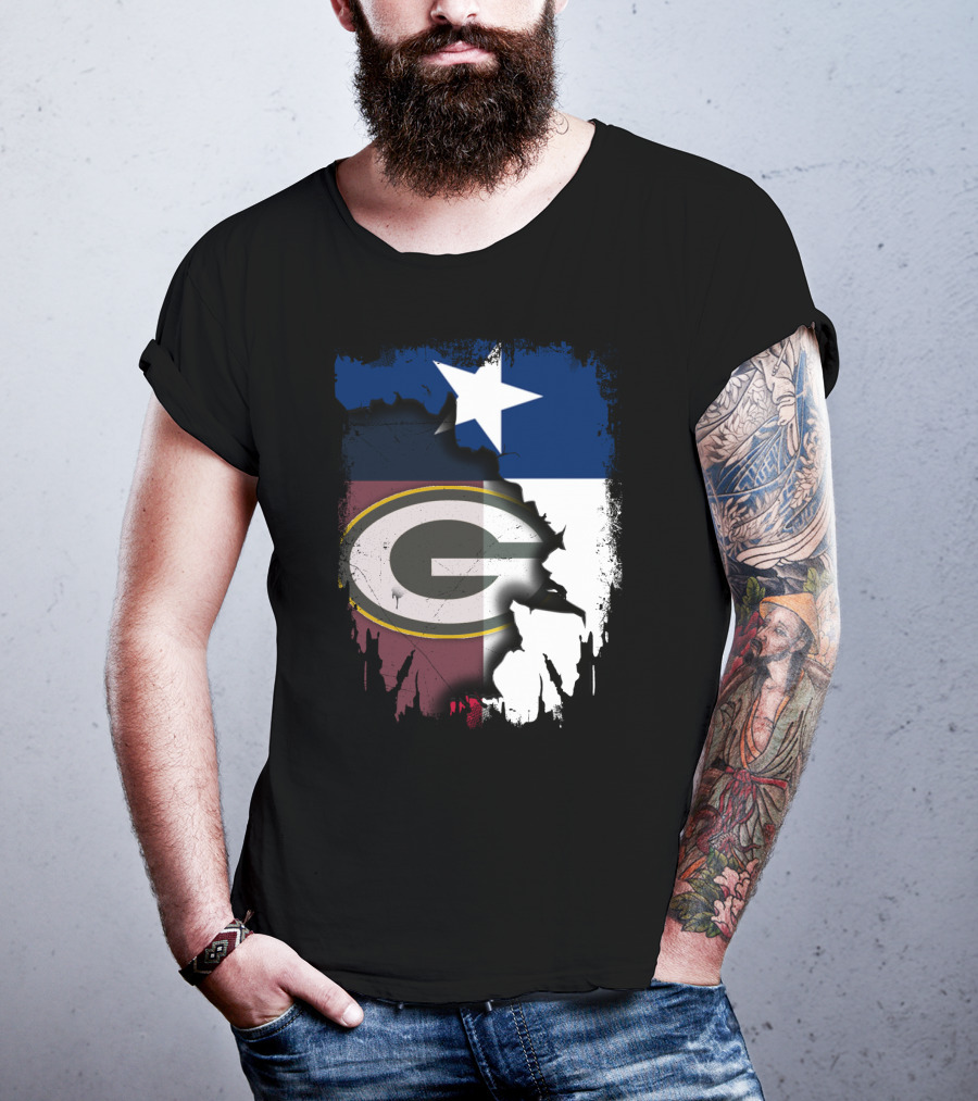 Together Texas Green Bay Packers Star Lone Star Flag T-Shirt