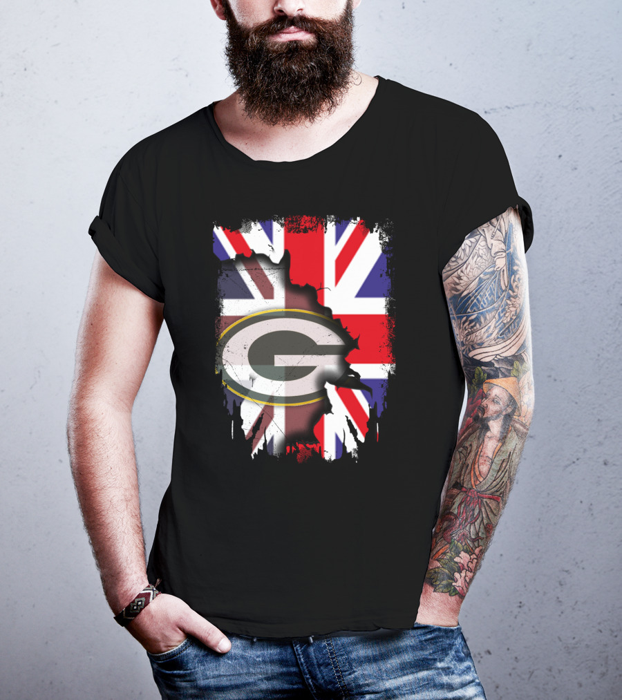 United Kingdom Union Jack With Green Bay Packers T-Shirt