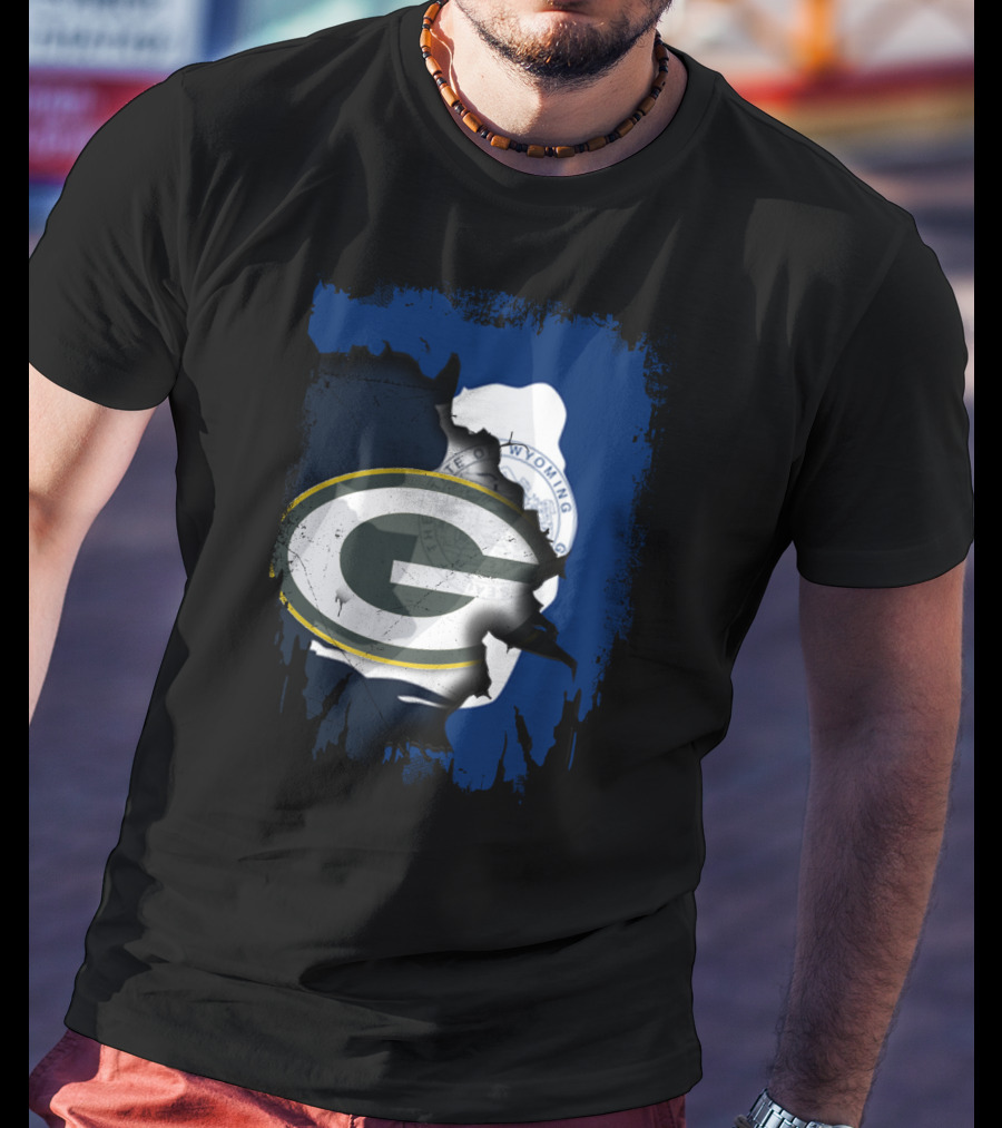 Wyoming State And Green Bay Packers Fusion T-Shirt