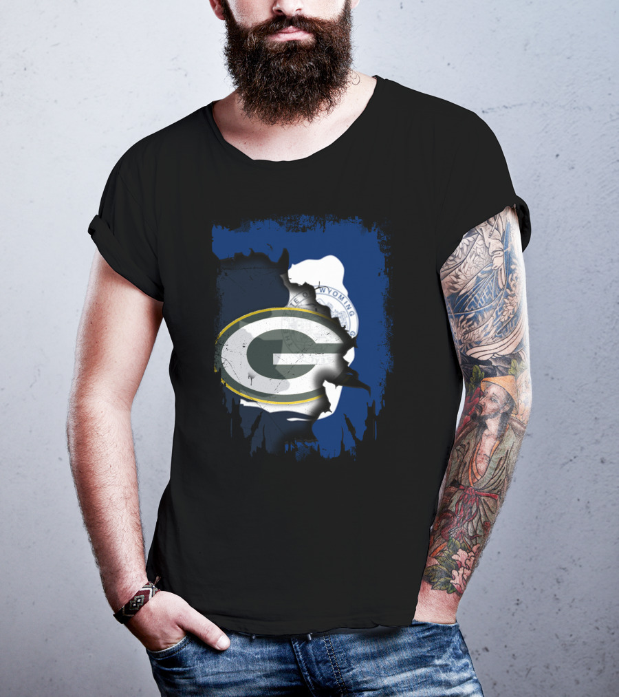 Wyoming State And Green Bay Packers Fusion T-Shirt