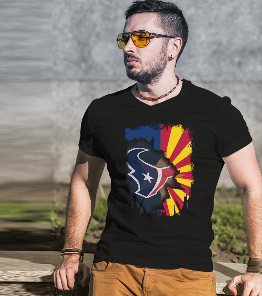 Arizona And Texans Unity With Star And Sunset Colors T-Shirt