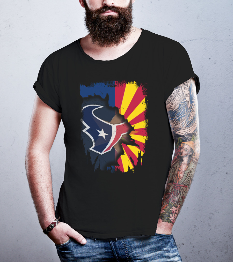 Arizona And Texans Unity With Star And Sunset Colors T-Shirt