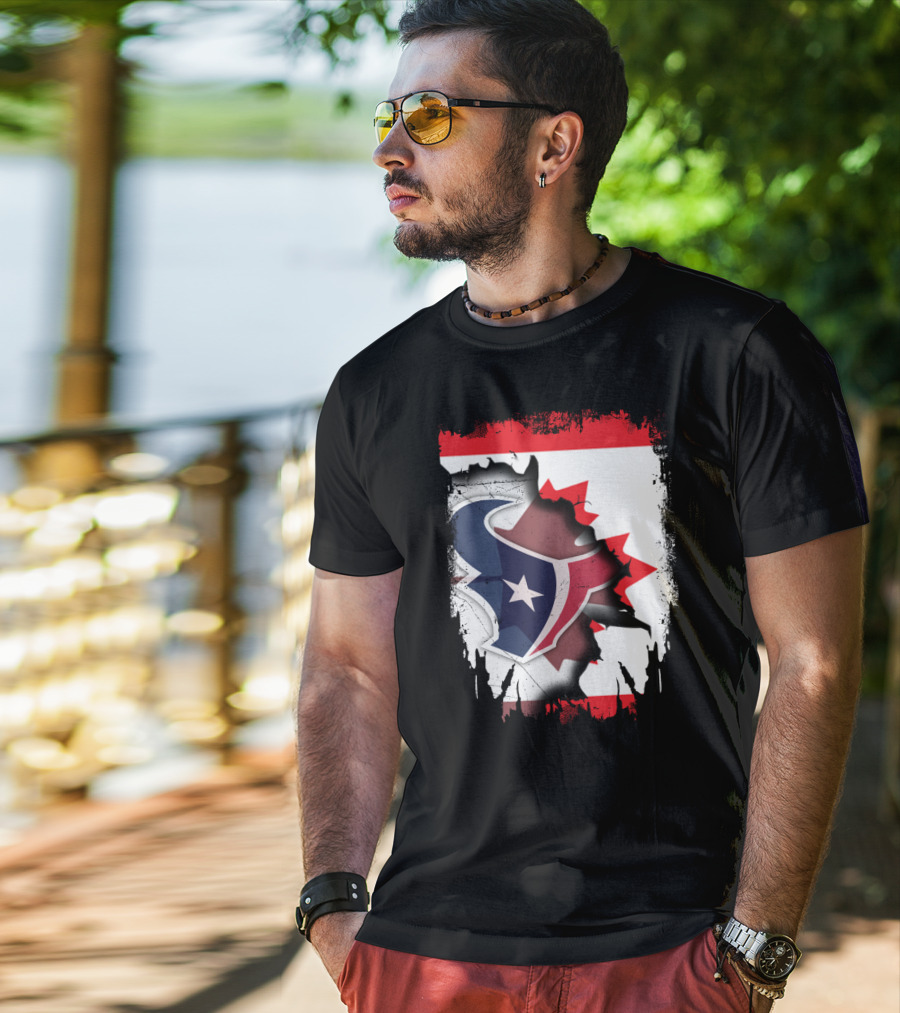 Together Canada With Texans Houston Football Emblem And Canadian Flag Integration T-Shirt