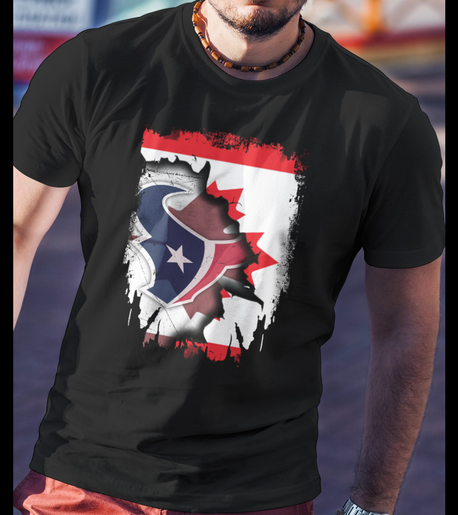 Together Canada With Texans Houston Football Emblem And Canadian Flag Integration T-Shirt