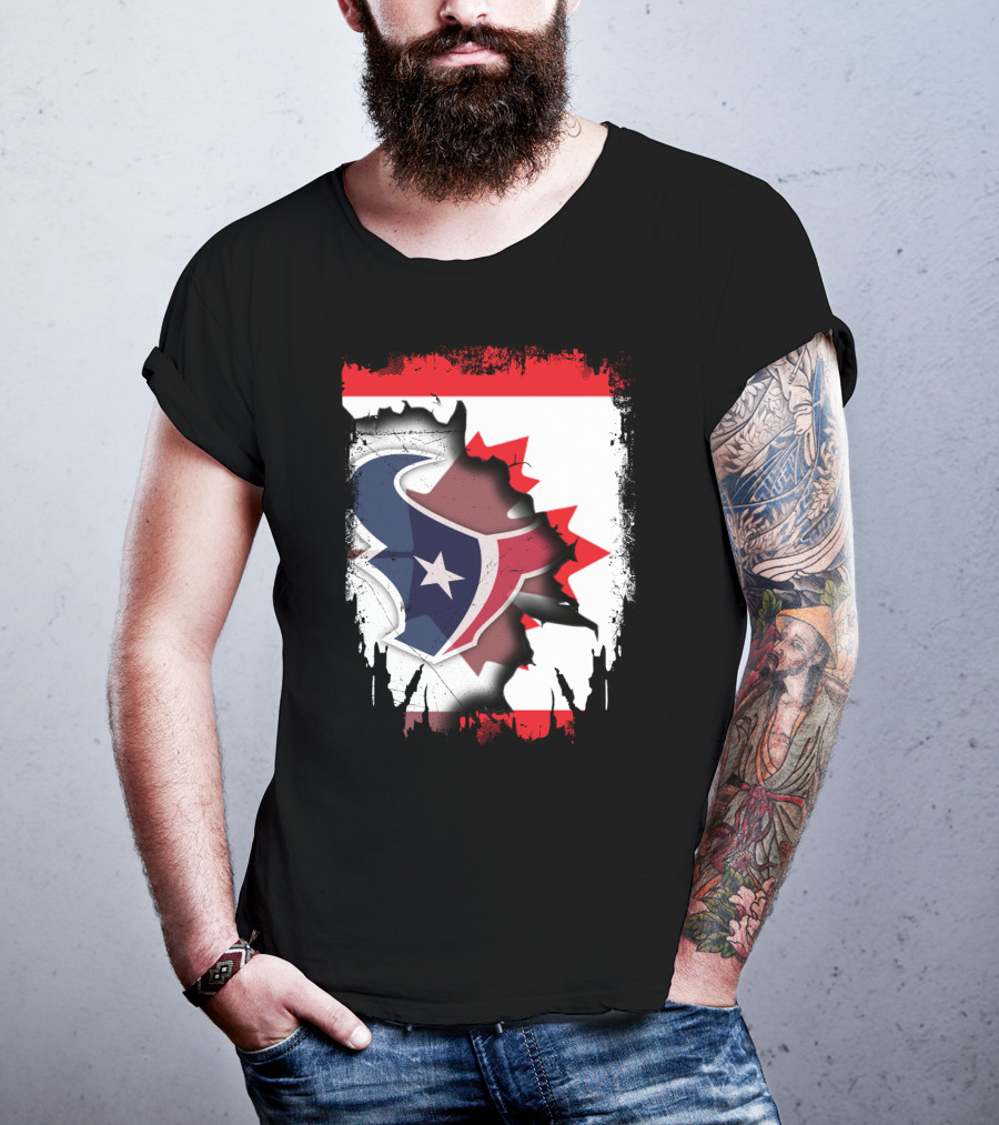 Together Canada With Texans Houston Football Emblem And Canadian Flag Integration T-Shirt