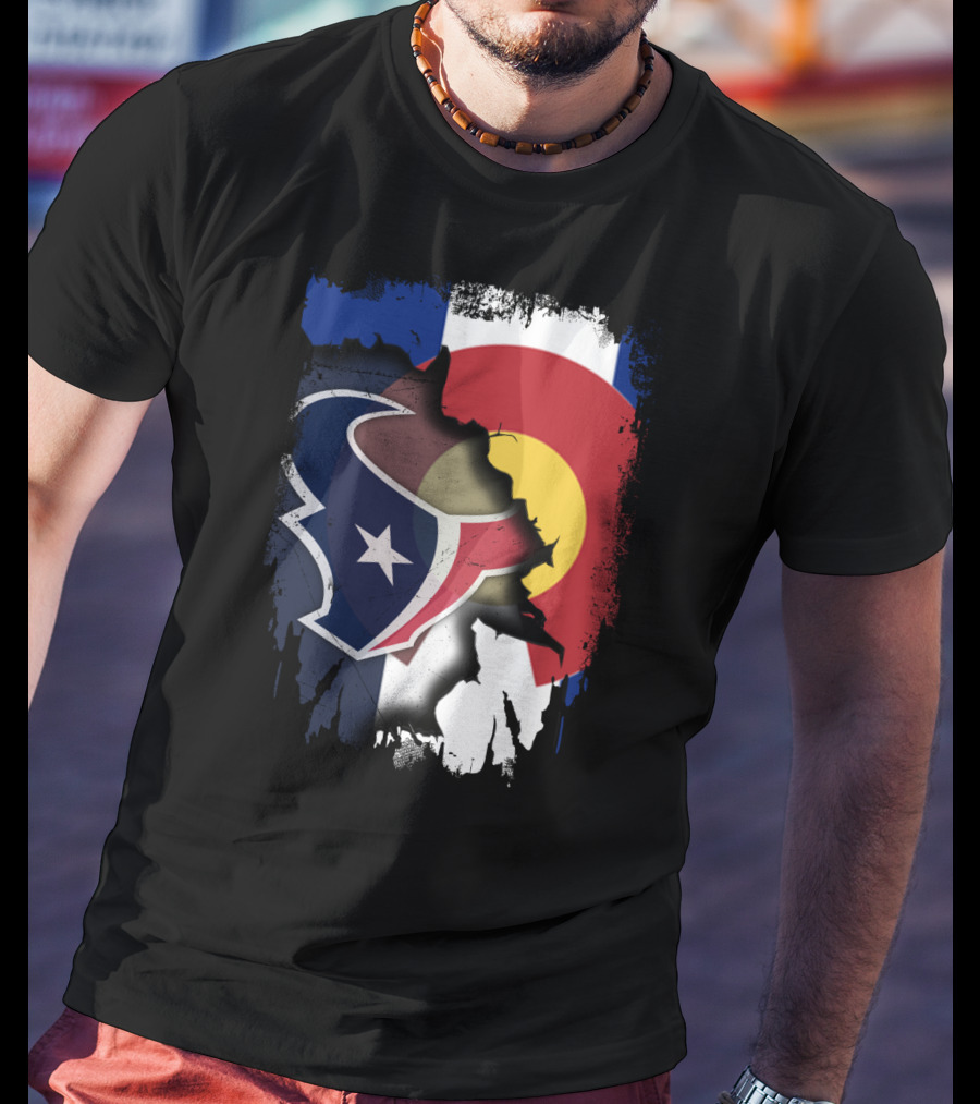 Together Colorado With Texans Flag And Houston Texans Logo Collaboration T-Shirt