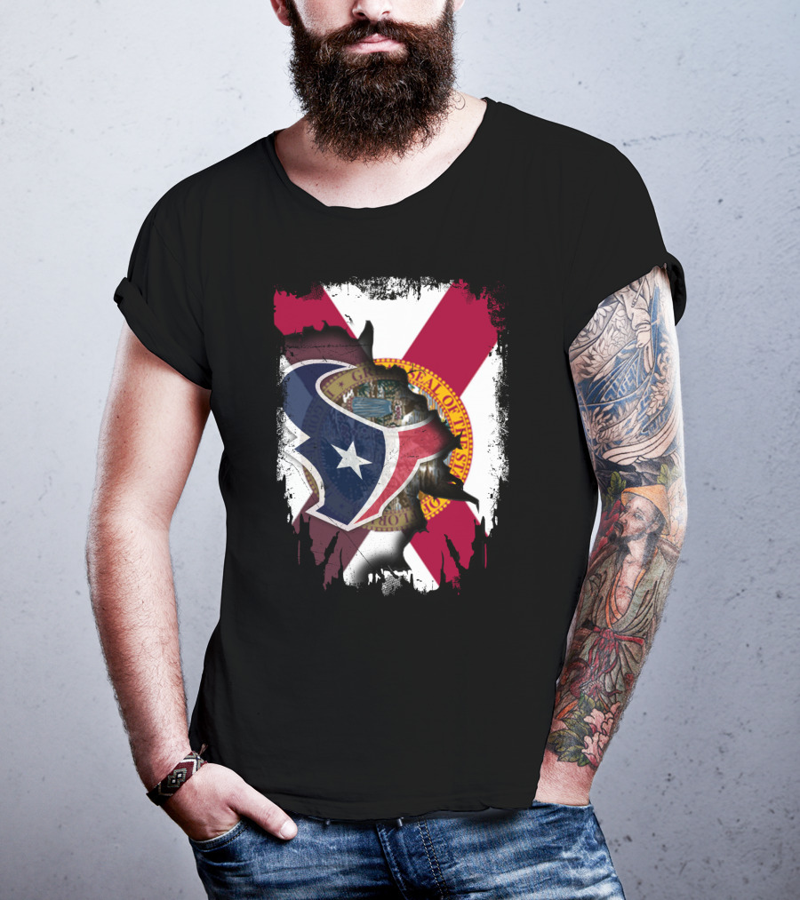 Florida Flag With Houston Texans Logo Fusion T-Shirt