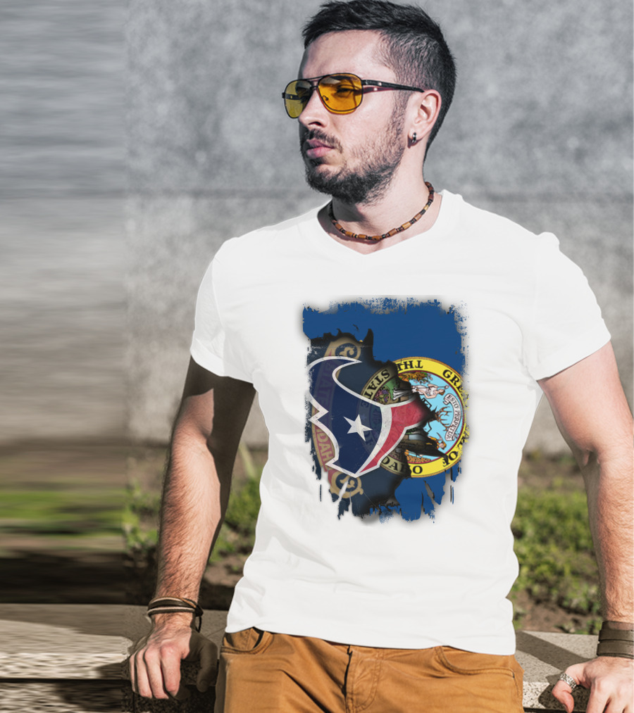 Idaho State Seal And Houston Texans Logo Fusion T-Shirt