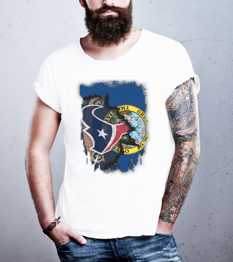 Idaho State Seal And Houston Texans Logo Fusion T-Shirt