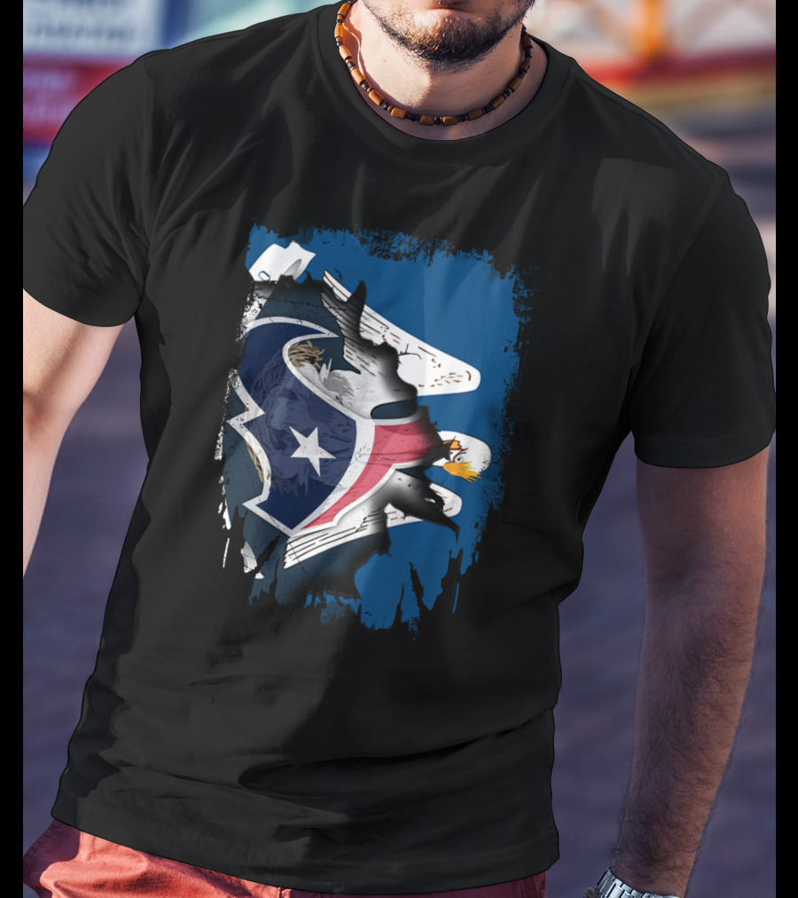 Together Louisiana With Texans Bald Eagle Hidden Flag Fusion T-Shirt