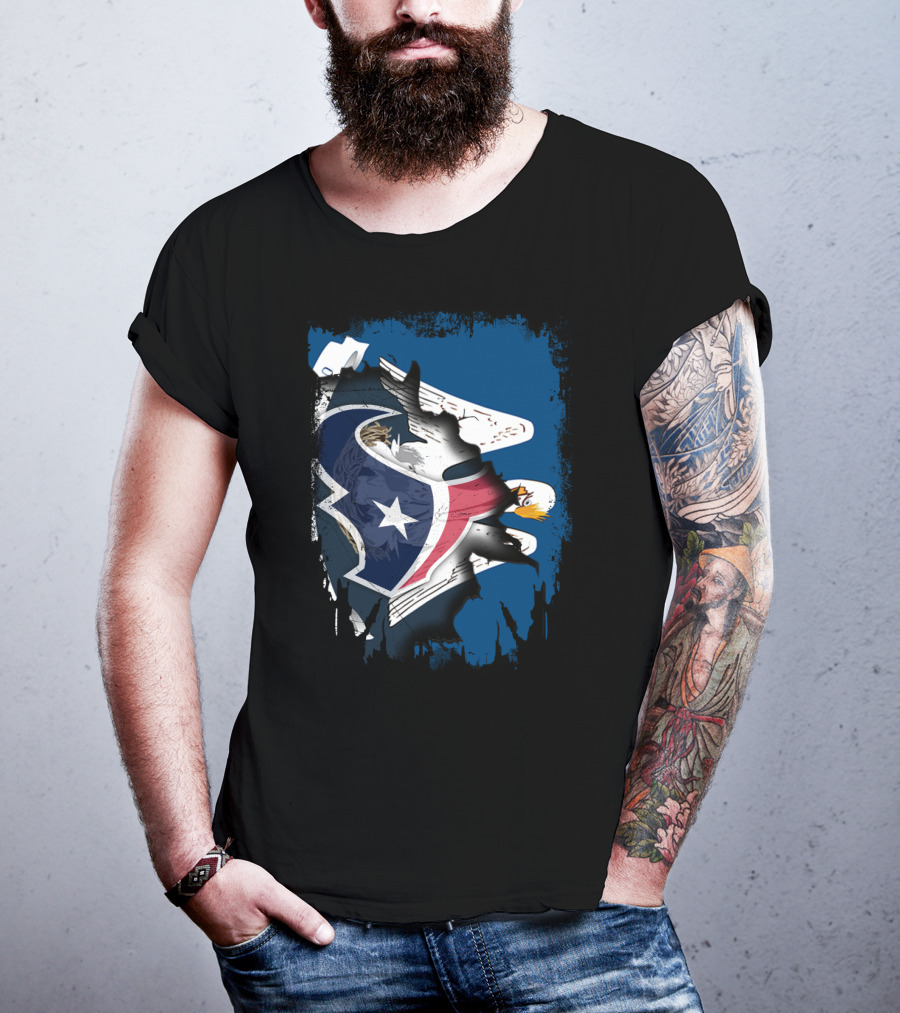 Together Louisiana With Texans Bald Eagle Hidden Flag Fusion T-Shirt