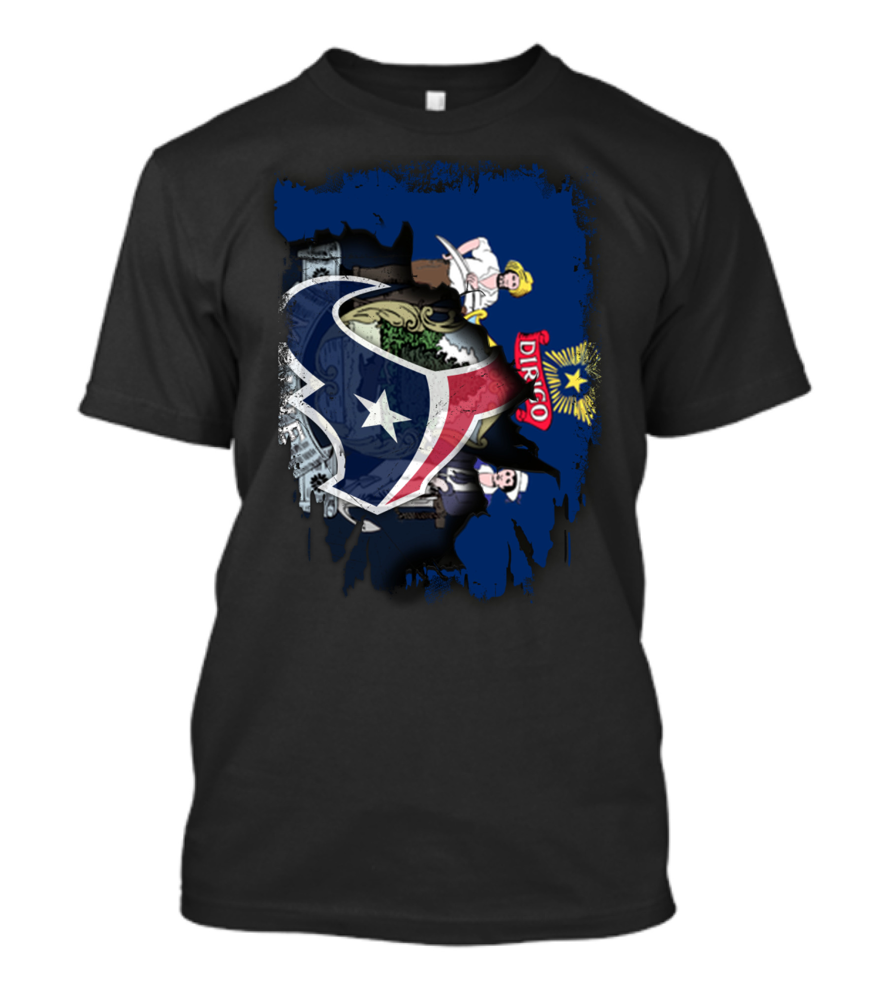 Together Maine With Texans Dirigo Star Icon Blue Background T-Shirt