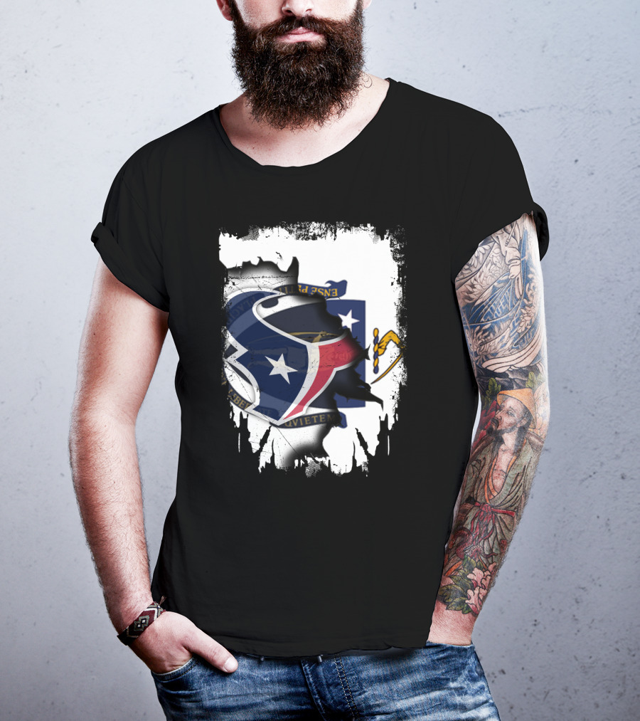 Massachusetts And Texans United With Flag And Logo Elements T-Shirt