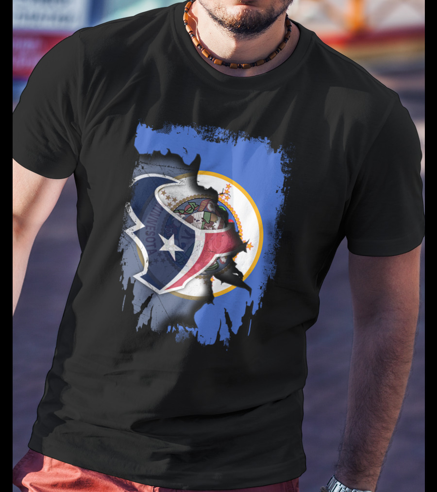 Minnesota And Texans United: Shield And Seal Fusion T-Shirt