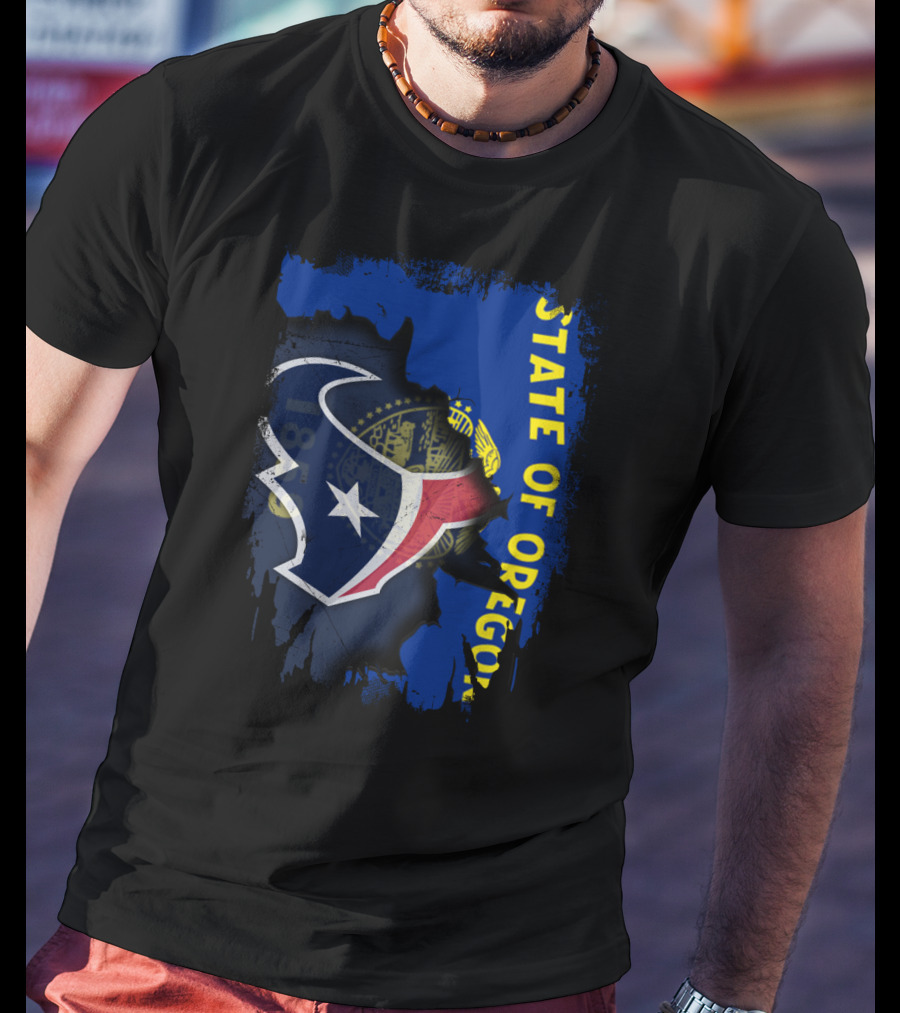 State Of Oregon With Texas Football Logo Fusion T-Shirt