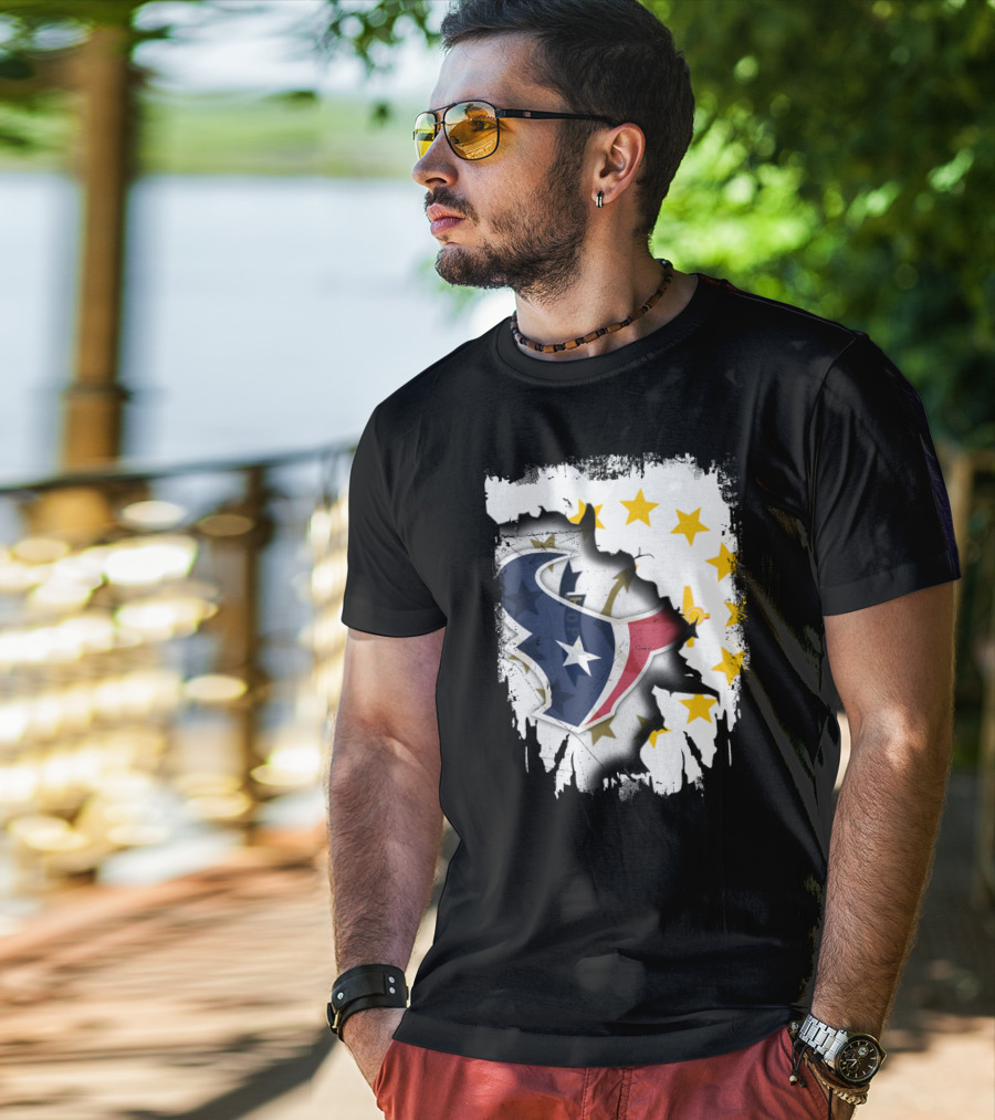Rhode Island And Texans Star Logo Merge With Together T-Shirt