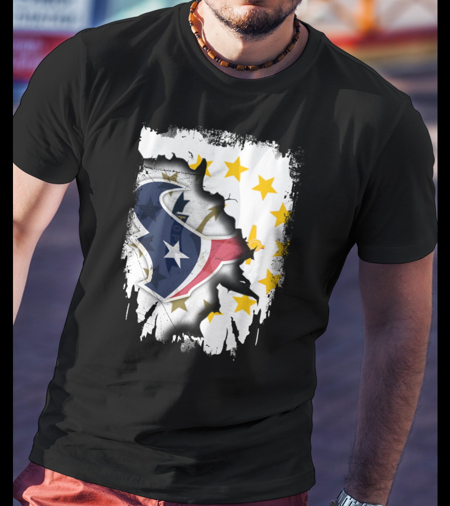 Rhode Island And Texans Star Logo Merge With Together T-Shirt