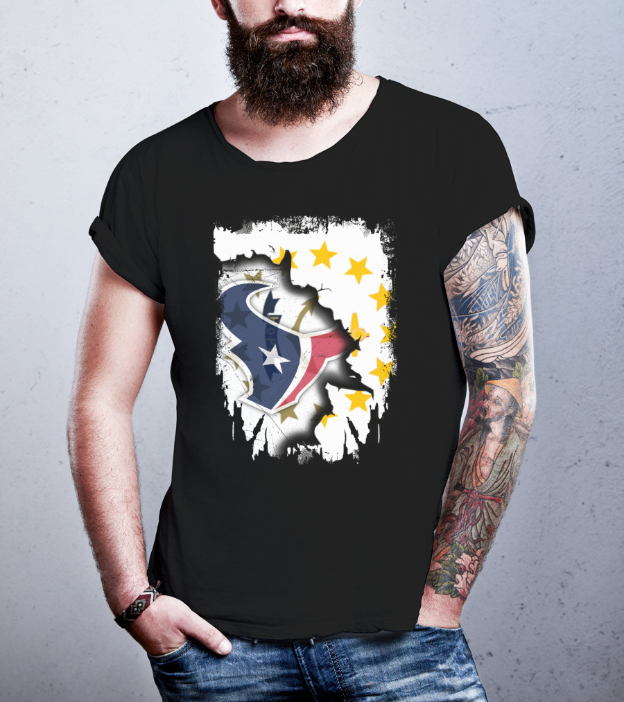 Rhode Island And Texans Star Logo Merge With Together T-Shirt
