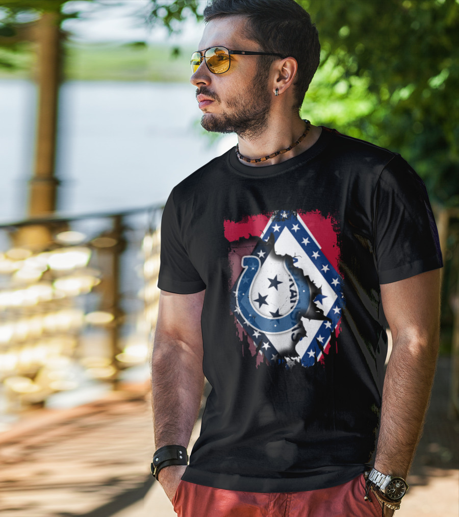 Together Arkansas Flag With Colts Horseshoe T-Shirt