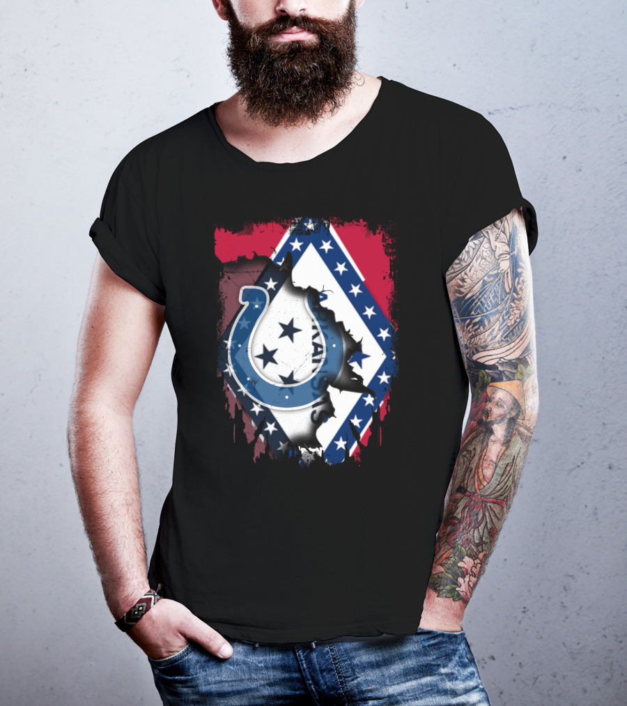 Together Arkansas Flag With Colts Horseshoe T-Shirt