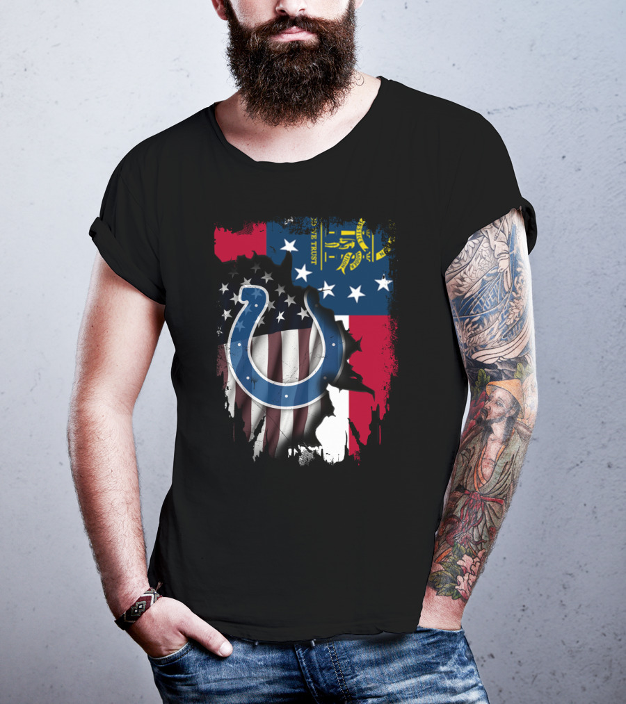 Together Indianapolis Colts Georgia Flag T-Shirt