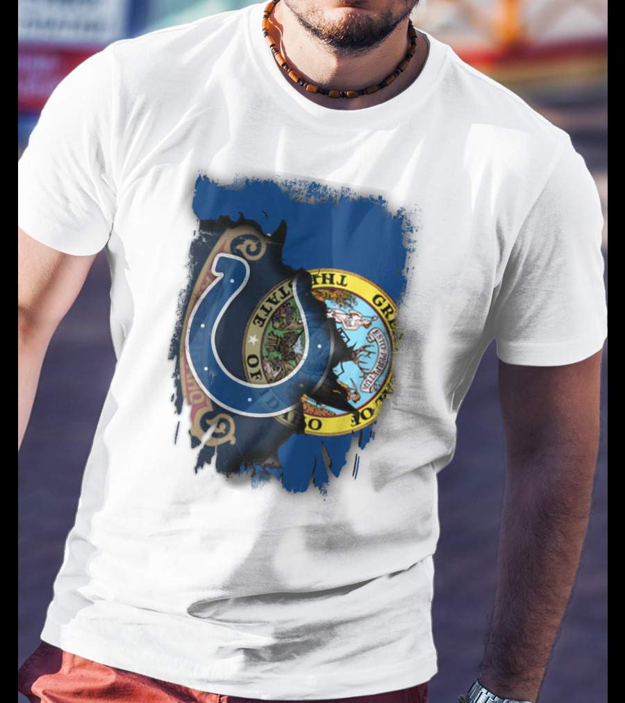 Idaho State Flag And Colts Horseshoe United T-Shirt