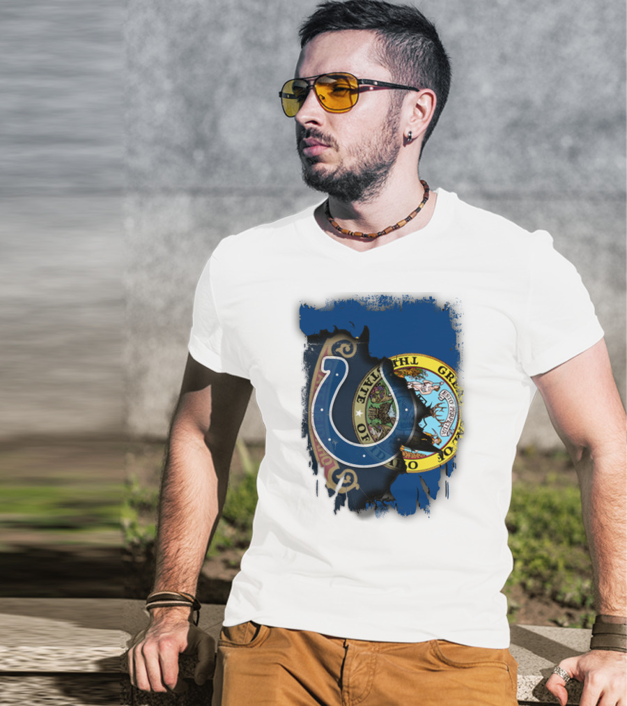 Idaho State Flag And Colts Horseshoe United T-Shirt